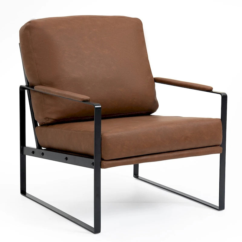Ayume in similpelle marrone con gambe in ferro nero