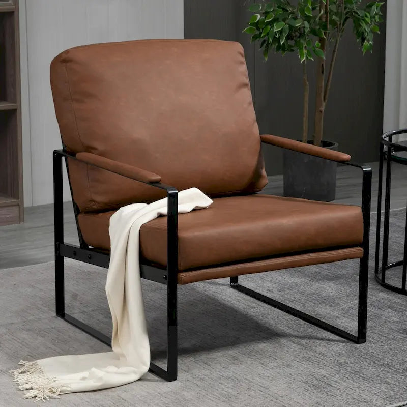 Ayume in similpelle marrone con gambe in ferro nero