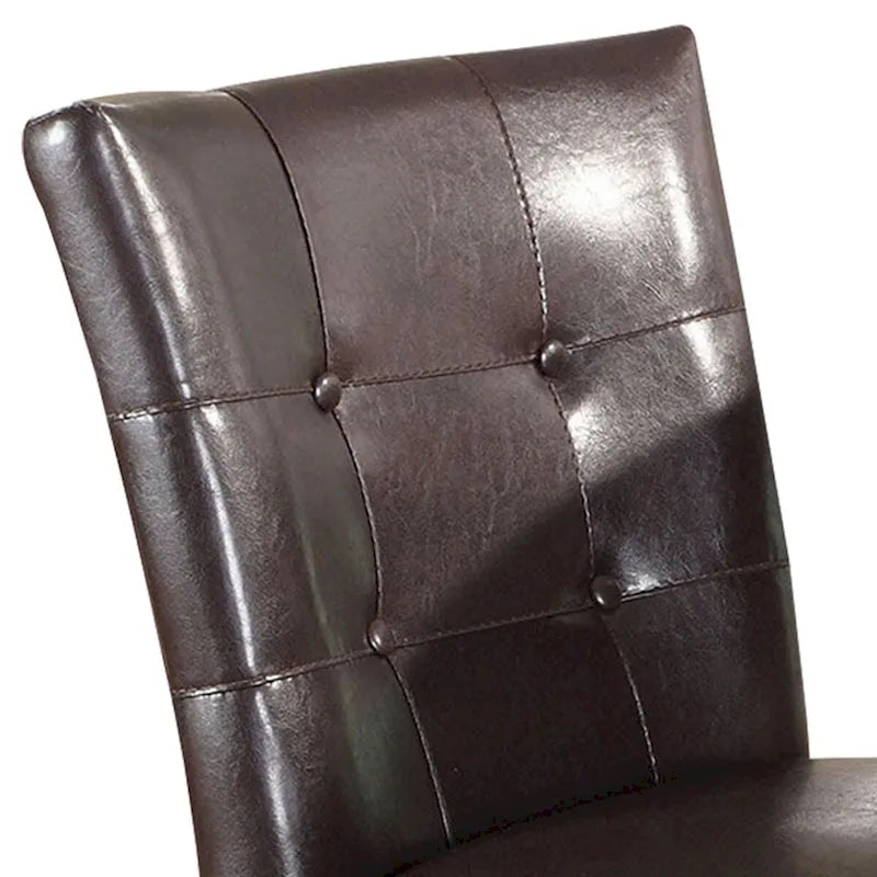 Sgabello da bancone in legno rivestito in pelle, marrone, set da 2