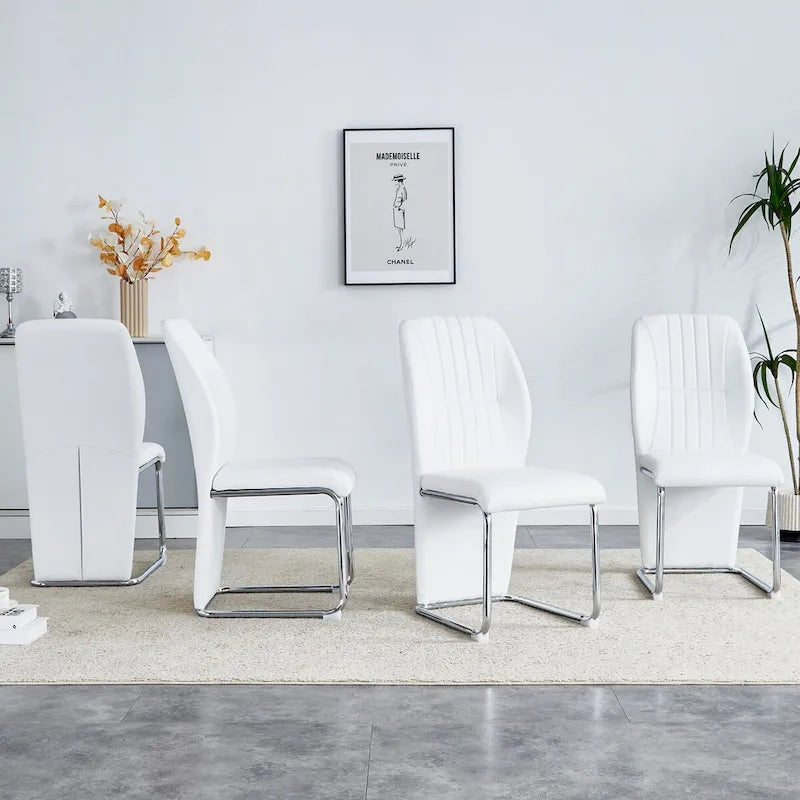 Set of 4 modern minimalist dining chairs in PU material