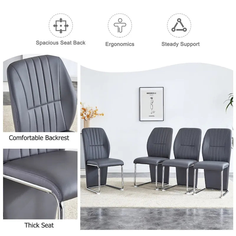 Set di 4 sedie da pranzo moderne minimaliste in PU