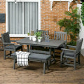 Outsunny Set da Pranzo da Giardino 6 Pezzi, Tavolo e Sedie da Esterno 6 Posti con Foro per Ombrellone