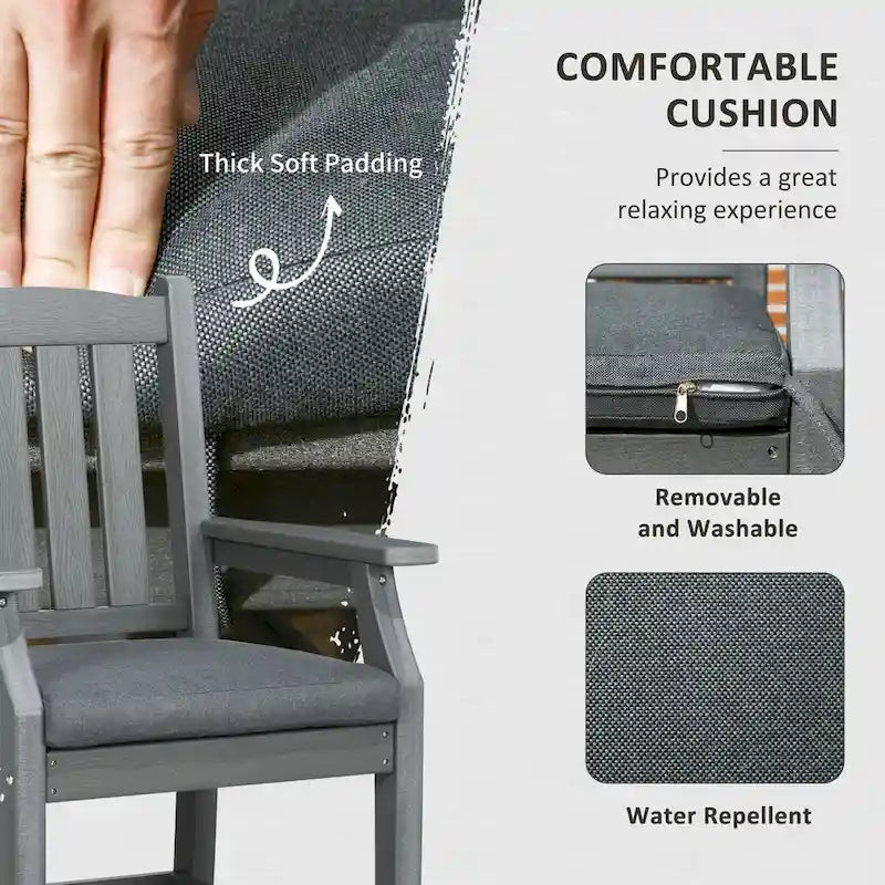Outsunny Set da Pranzo da Giardino 6 Pezzi, Tavolo e Sedie da Esterno 6 Posti con Foro per Ombrellone