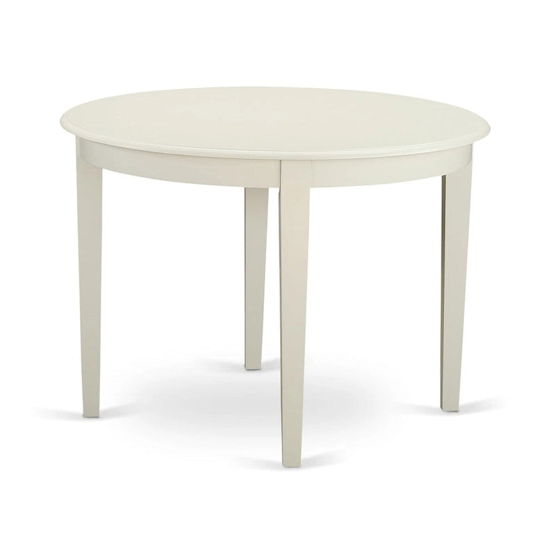 East West Furniture Set da Pranzo 5 Pezzi per 4 Persone Include un Tavolo da Pranzo Rotondo e 4 Sedie da Cucina, Bianco Lino