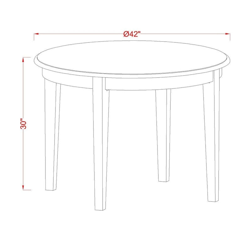 East West Furniture Set da Pranzo 5 Pezzi per 4 Persone Include un Tavolo da Pranzo Rotondo e 4 Sedie da Cucina, Bianco Lino