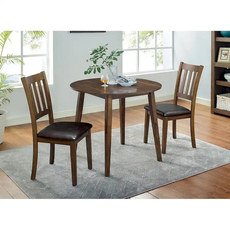 Set da pranzo rotondo in noce e marrone scuro