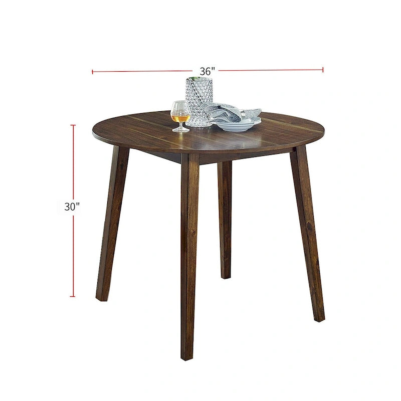 Set da pranzo rotondo in noce e marrone scuro