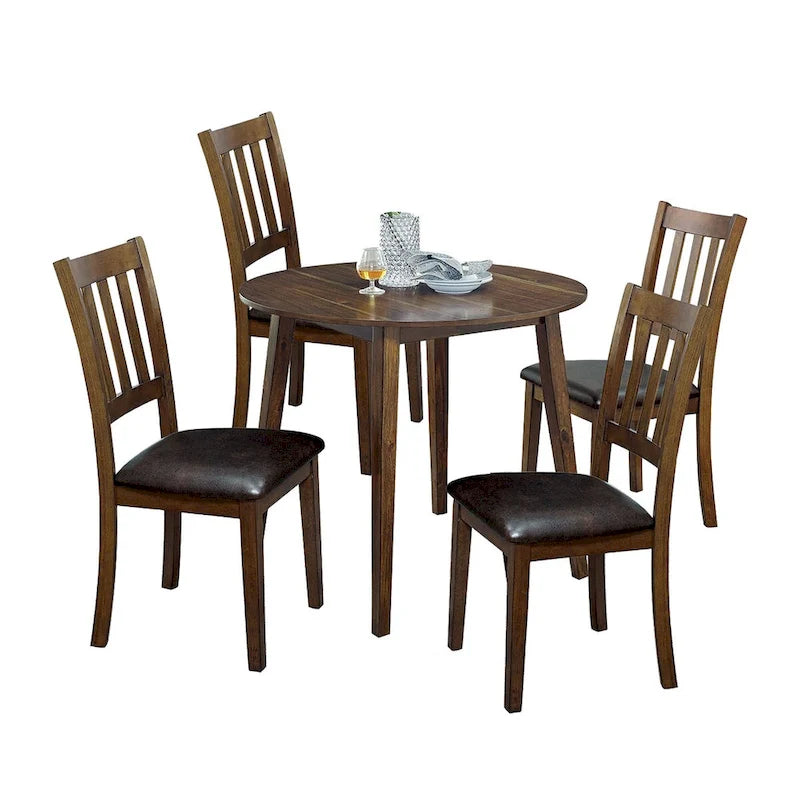 Set da pranzo rotondo in noce e marrone scuro