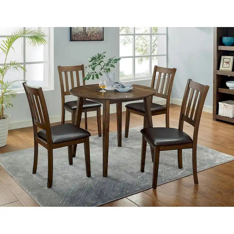 Set da pranzo rotondo in noce e marrone scuro
