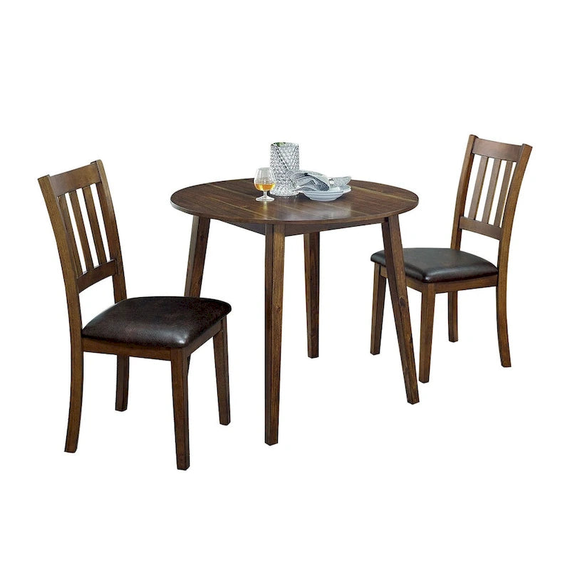 Set da pranzo rotondo in noce e marrone scuro