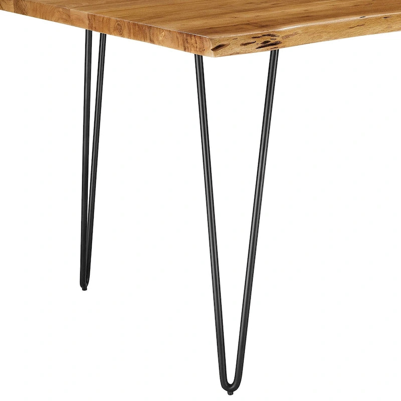 Tavolo da pranzo Ardor 60 in legno di acacia con bordo vivo - Nero naturale