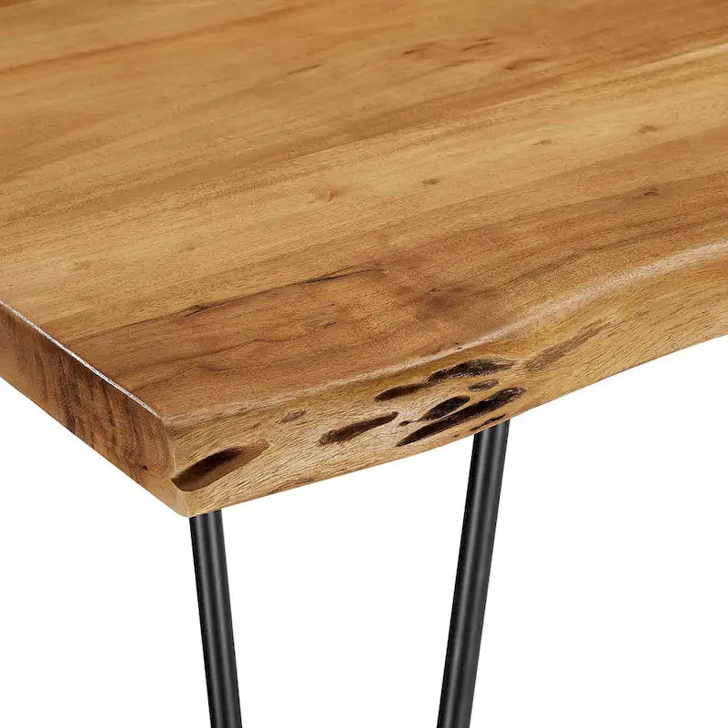 Tavolo da pranzo Ardor 60 in legno di acacia con bordo vivo - Nero naturale