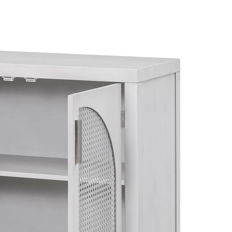 Madia in Stile Modern Farmhouse con Quattro Ante Decorate in Rattan Sintetico