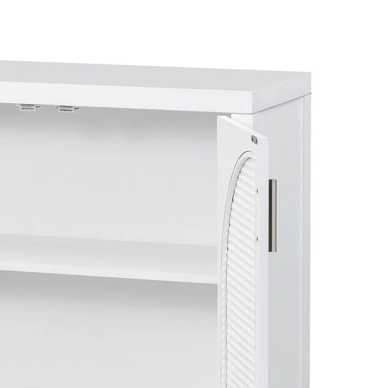 Madia in Stile Modern Farmhouse con Quattro Ante Decorate in Rattan Sintetico