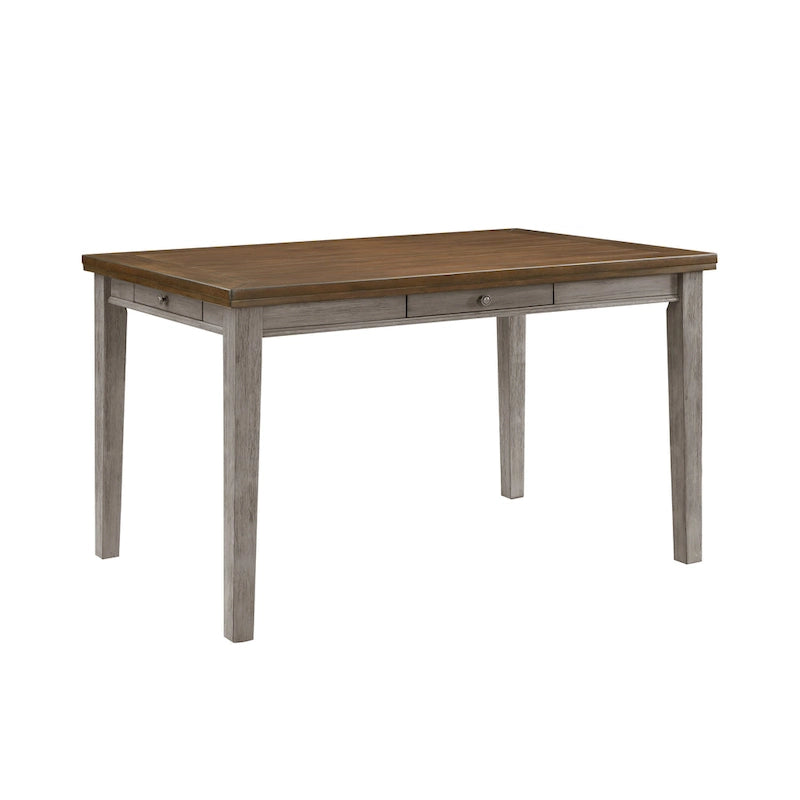 Tavolo Trea altezza bancone 91 cm, 6 posti, 4 cassetti, marrone ciliegia, grigio