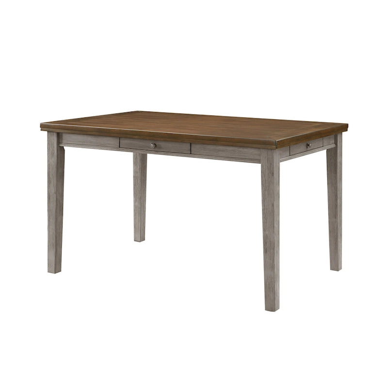 Tavolo Trea altezza bancone 91 cm, 6 posti, 4 cassetti, marrone ciliegia, grigio