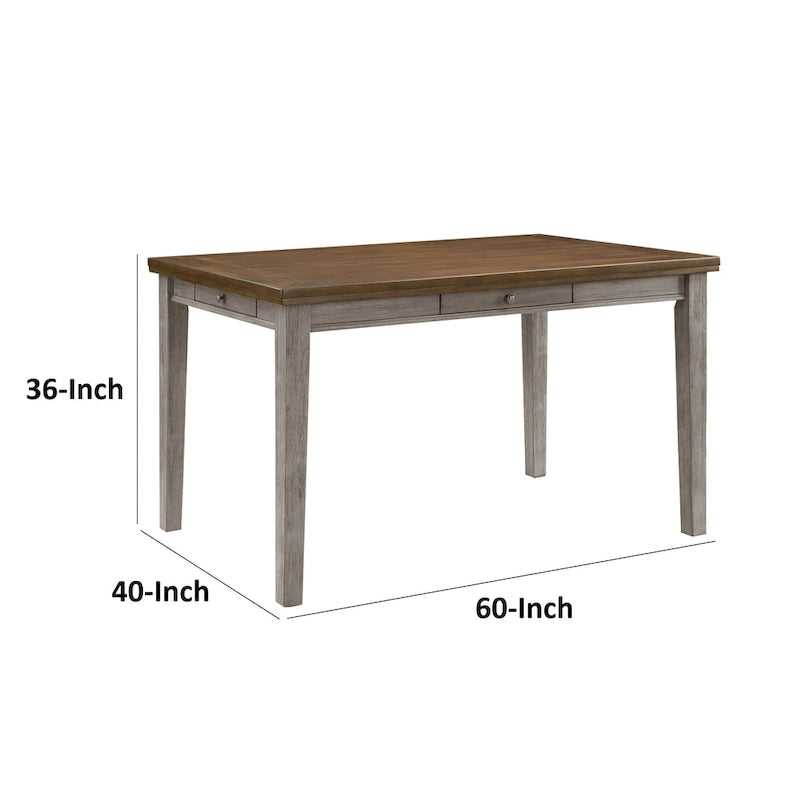 Tavolo Trea altezza bancone 91 cm, 6 posti, 4 cassetti, marrone ciliegia, grigio