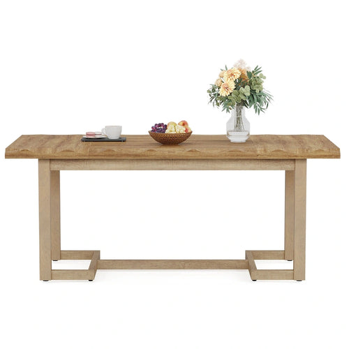 Table à manger rectangulaire de 158 cm avec pieds en bois massif pour cuisine