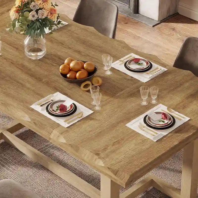 Tavolo da pranzo rettangolare da 62,2 pollici con gambe in legno massello per cucina