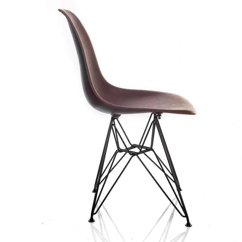Sedia da pranzo Nature Series DSR in stile Mid-Century Modern con venature del legno marrone e gambe in acciaio nero a Torre Eiffel
