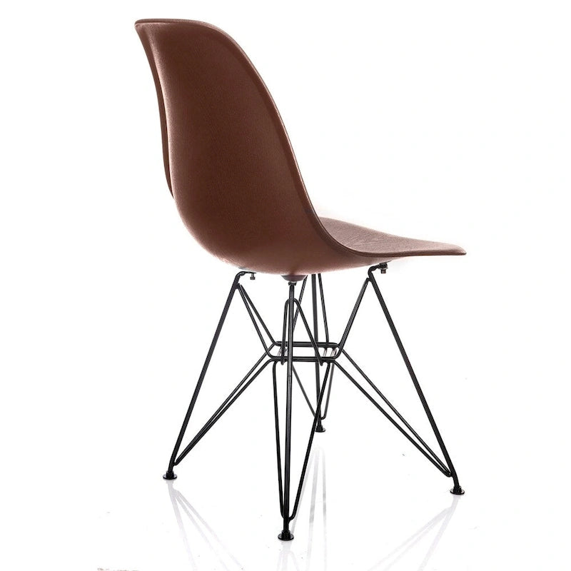 Sedia da pranzo Nature Series DSR in stile Mid-Century Modern con venature del legno marrone e gambe in acciaio nero a Torre Eiffel