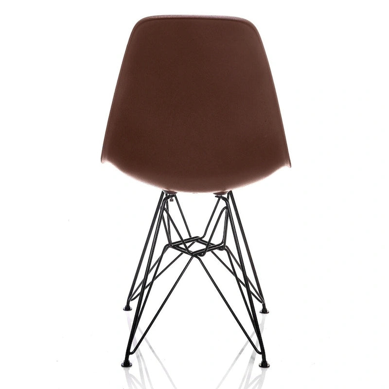 Sedia da pranzo Nature Series DSR in stile Mid-Century Modern con venature del legno marrone e gambe in acciaio nero a Torre Eiffel