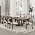 Set da Pranzo Espandibile Cassian in Legno Massello di Quercia Anticata a 9 Pezzi di Furniture of America