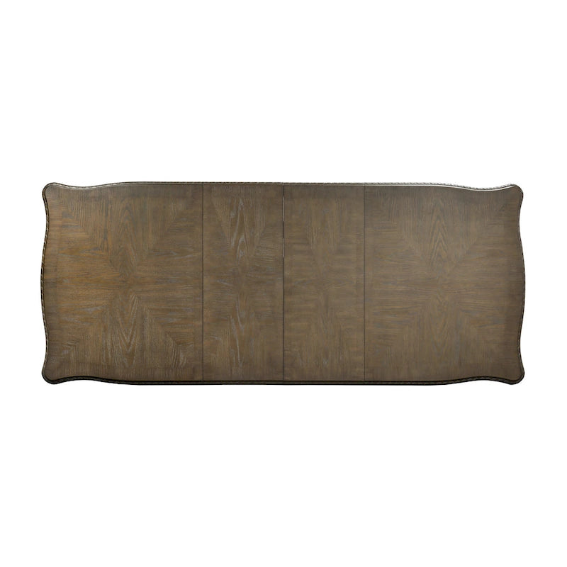 Set da Pranzo Espandibile Cassian in Legno Massello di Quercia Anticata a 9 Pezzi di Furniture of America