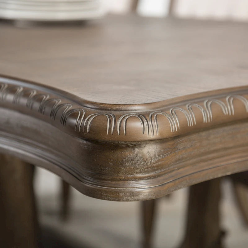 Set da Pranzo Espandibile Cassian in Legno Massello di Quercia Anticata a 9 Pezzi di Furniture of America
