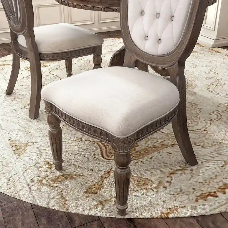 Set da Pranzo Espandibile Cassian in Legno Massello di Quercia Anticata a 9 Pezzi di Furniture of America