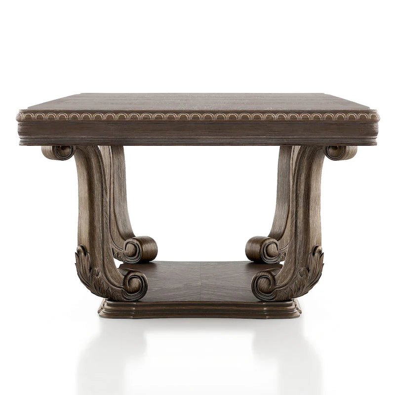 Set da Pranzo Espandibile Cassian in Legno Massello di Quercia Anticata a 9 Pezzi di Furniture of America