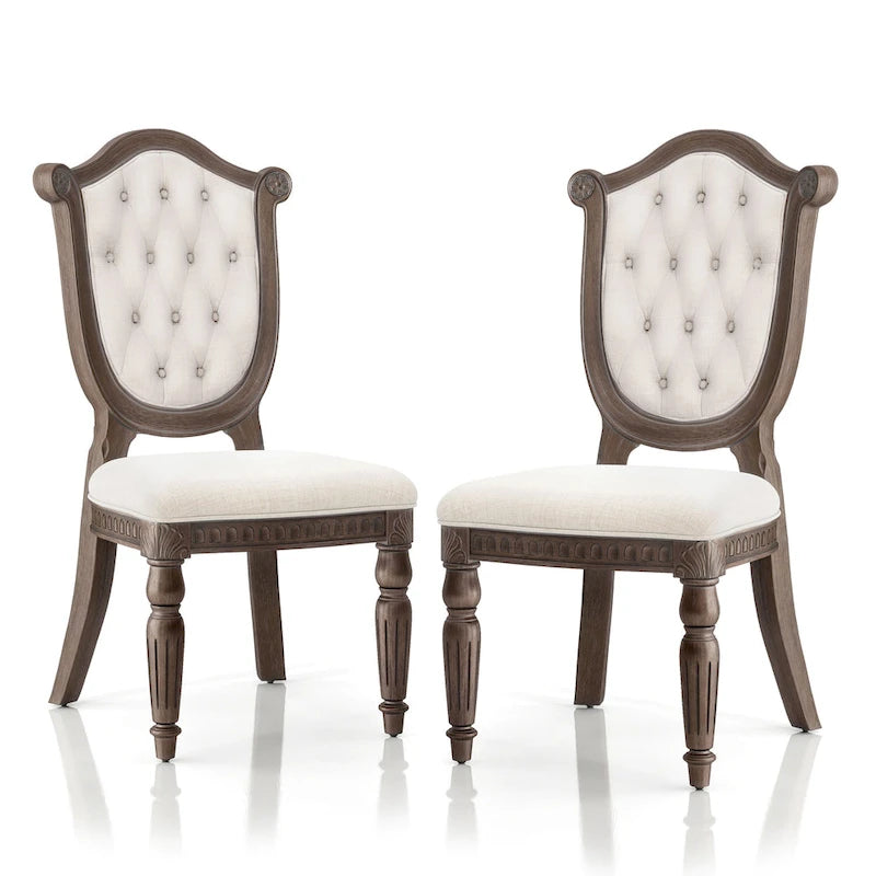 Set da Pranzo Espandibile Cassian in Legno Massello di Quercia Anticata a 9 Pezzi di Furniture of America
