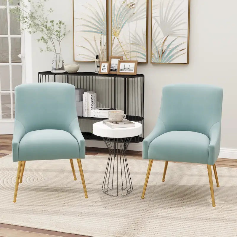 SEYNAR Set di 2 sedie da pranzo imbottite in velluto, sedie laterali moderne senza braccioli