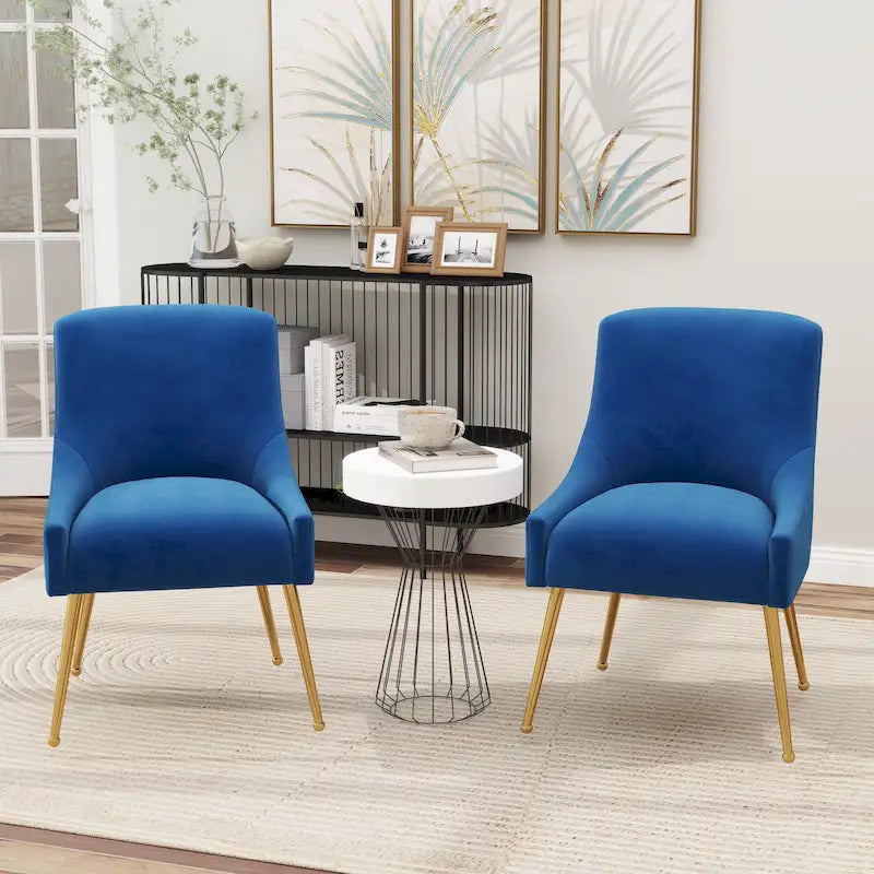 SEYNAR Set di 2 sedie da pranzo imbottite in velluto, sedie laterali moderne senza braccioli