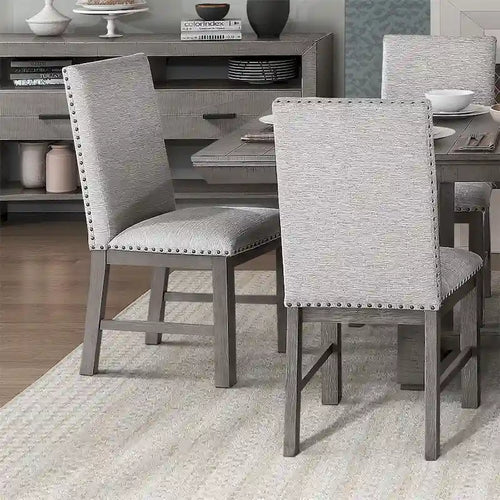 Ensemble de salle à manger 9 pièces avec table à rallonge et 8 chaises rembourrées
