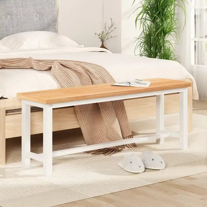 Grondin Banc de salle à manger style industriel, lot de 2, bancs de salle à manger en bois et acier, bancs d'entrée durables et stables