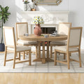 Set da pranzo da 5 pezzi con tavolo rotondo allungabile e 4 sedie imbottite, set da pranzo in stile rustico per cucina e sala da pranzo