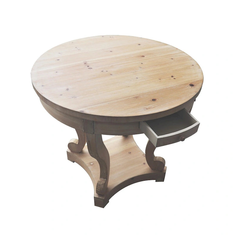 Tavolino da caffè/Tavolo da pranzo rotondo piccolo stile rustico con gambe curve per salotto, cucina