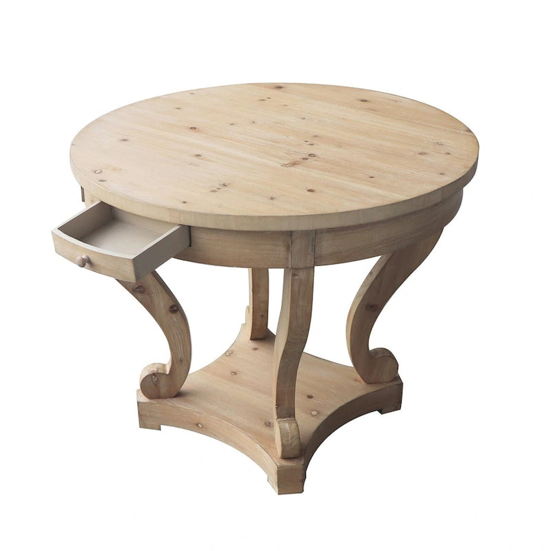 Tavolino da caffè/Tavolo da pranzo rotondo piccolo stile rustico con gambe curve per salotto, cucina
