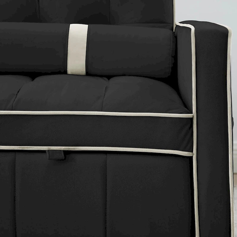 Divano letto estraibile moderno da 55,5 pollici con 2 posti e tasche laterali, schienale regolabile e cuscino lombare