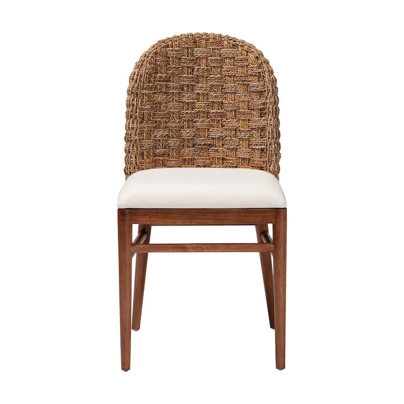 bali & pari Sedia da pranzo in legno di acacia con finitura noce e giunco marino stile bohémien moderno di Denver