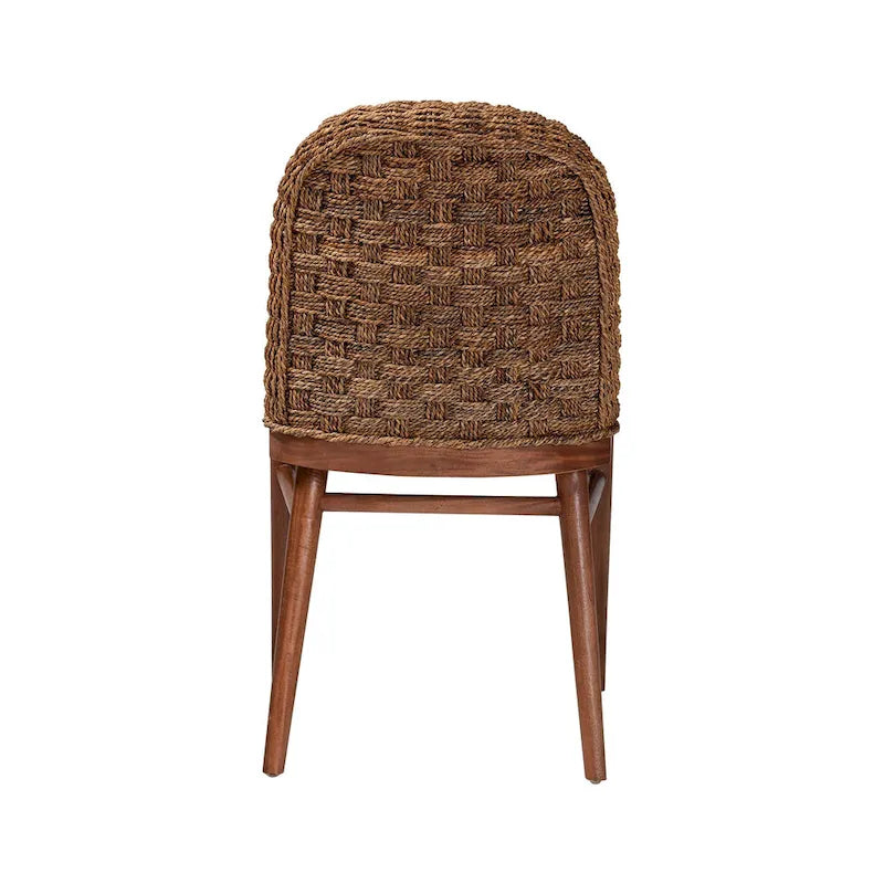 bali & pari Sedia da pranzo in legno di acacia con finitura noce e giunco marino stile bohémien moderno di Denver