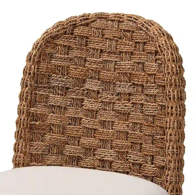 bali & pari Sedia da pranzo in legno di acacia con finitura noce e giunco marino stile bohémien moderno di Denver