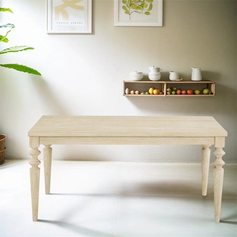 Tavolo da pranzo Amonia Urban Style con gambe tornite in legno, finitura bianca e cablaggio interno
