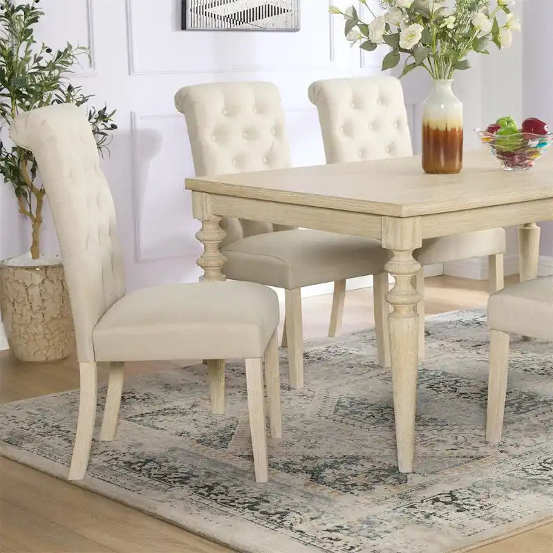 Tavolo da pranzo Amonia Urban Style con gambe tornite in legno, finitura bianca e cablaggio interno