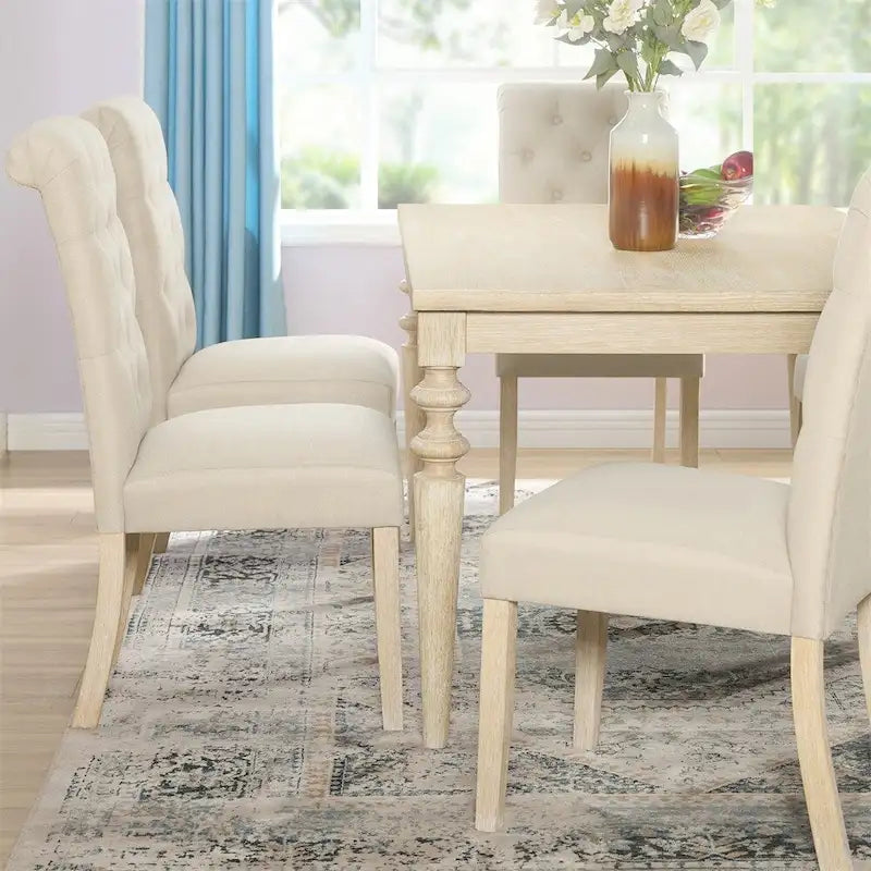 Tavolo da pranzo Amonia Urban Style con gambe tornite in legno, finitura bianca e cablaggio interno