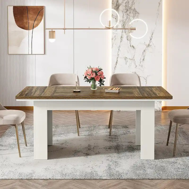 Tavolo da pranzo da 63" per 4-6 persone, tavolo da pranzo rettangolare da cucina stile rustico