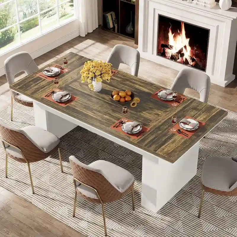 Tavolo da pranzo da 63" per 4-6 persone, tavolo da pranzo rettangolare da cucina stile rustico