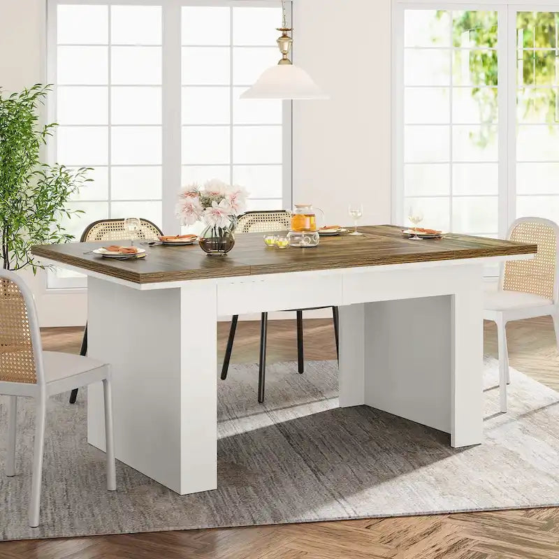 Tavolo da pranzo da 63" per 4-6 persone, tavolo da pranzo rettangolare da cucina stile rustico