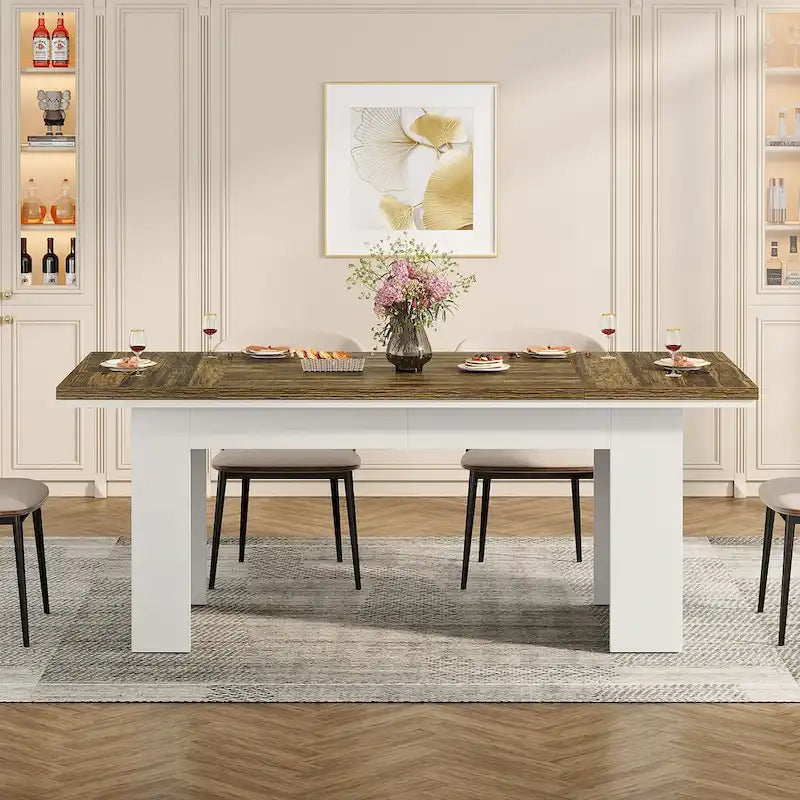Tavolo da pranzo da 63" per 4-6 persone, tavolo da pranzo rettangolare da cucina stile rustico